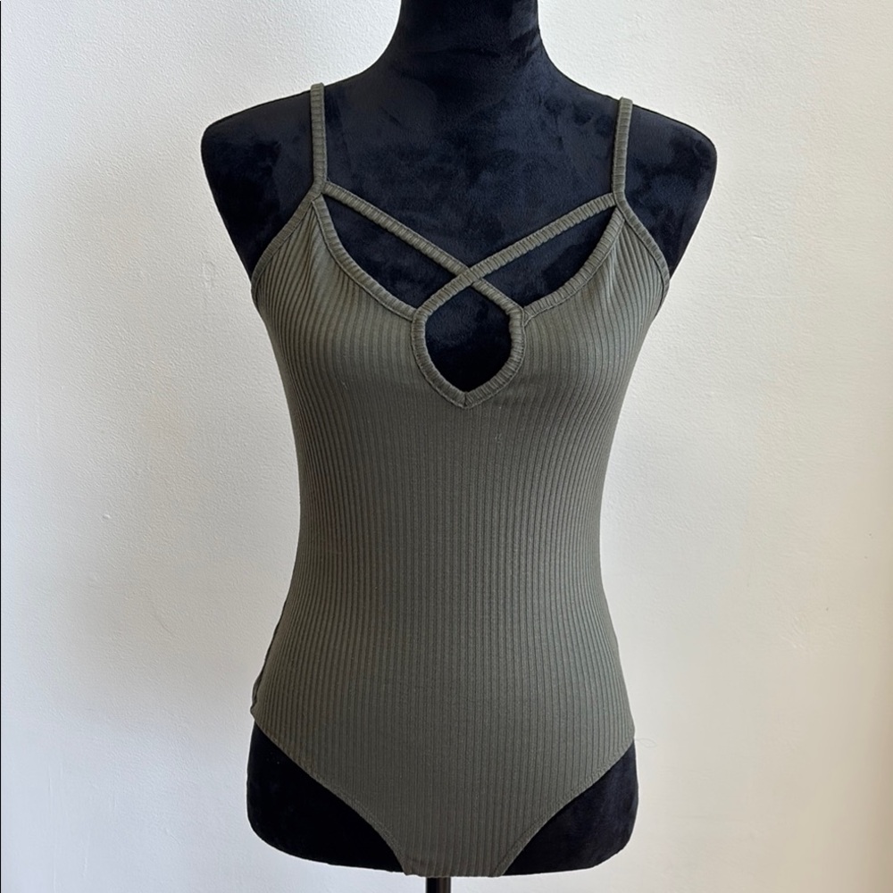 Olive Green Ribbed Women's Top
